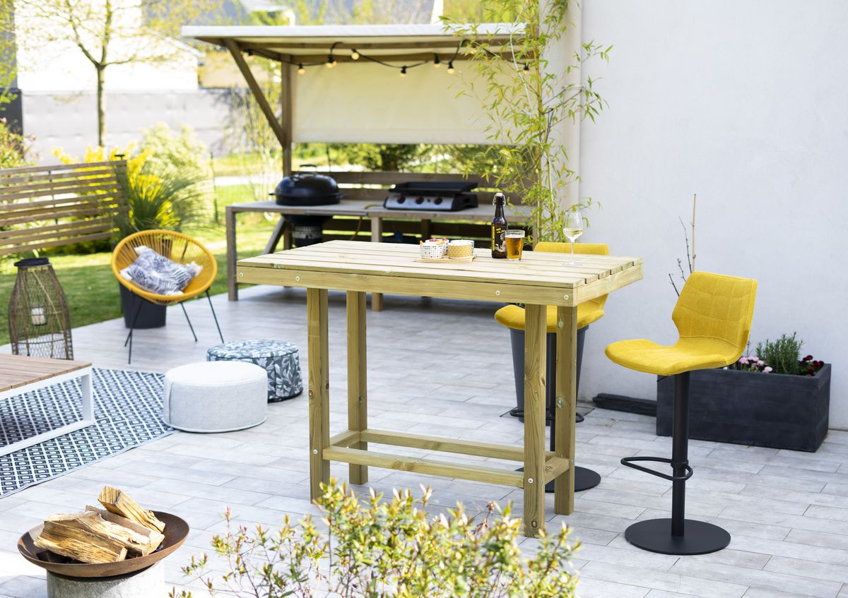 Table Haute d'Extérieur en Bois, Bar Extérieur ⚡️ TINY WOOD