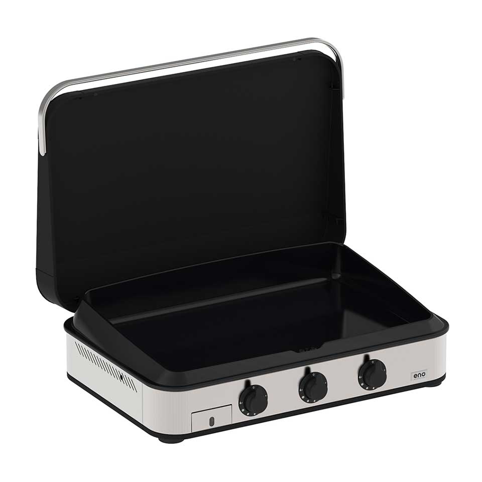 ENO Plancha Gaz ENOSIGN 80 Noire & inox avec Capot- 12 pers